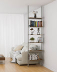 Aluminaire Wood Inspired Floor to Ceiling Shelving