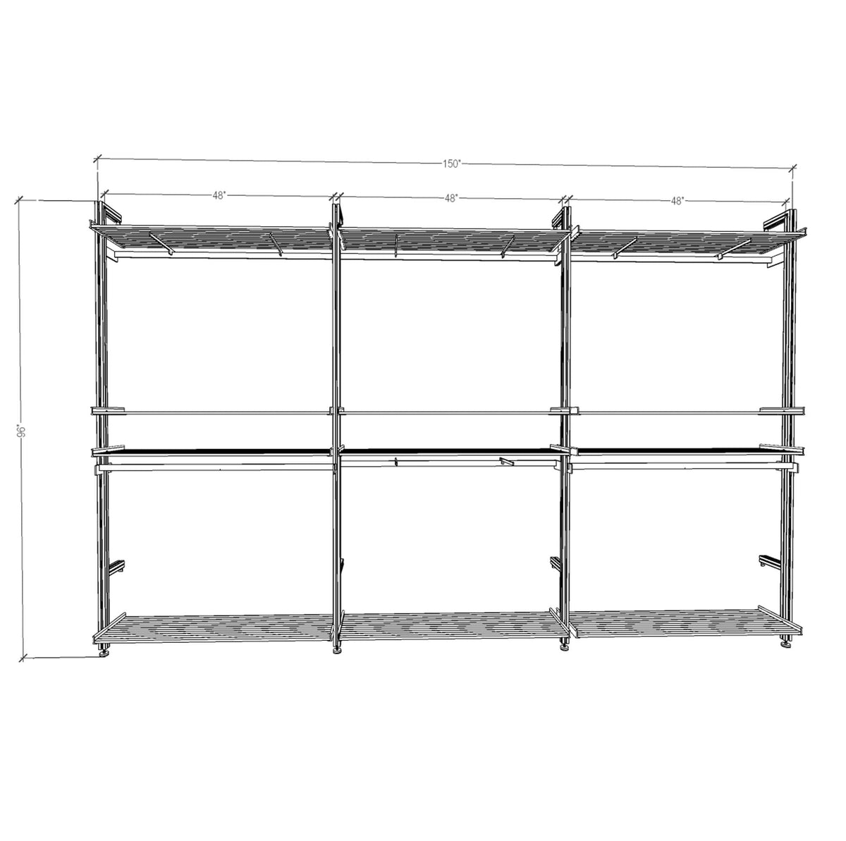 Retail Display Shelving Units 3 Bay Modern Shelving 9501