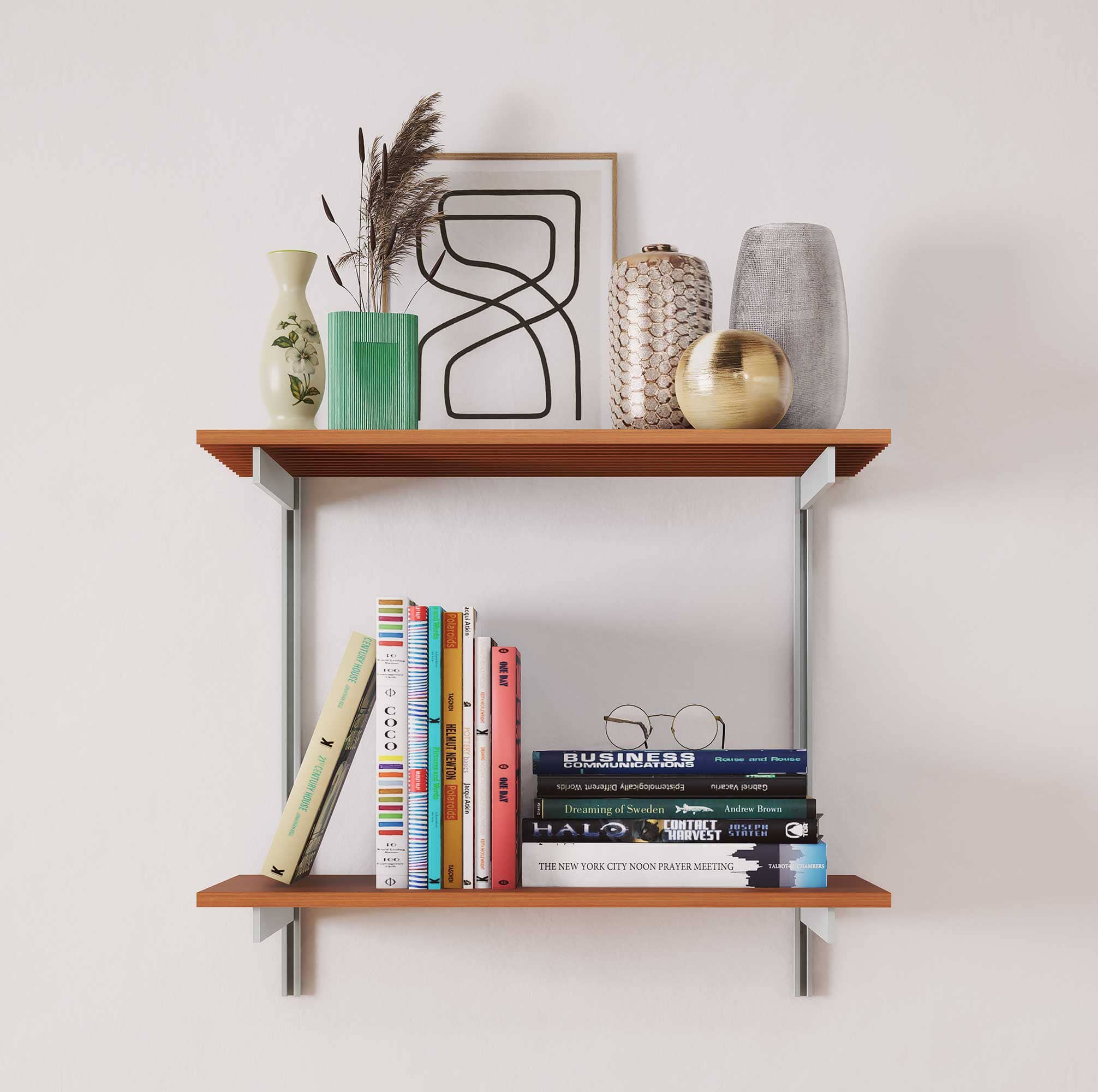 Wall Mounted Shelving Units - 2 Shelf AlumiWood Classic Shelf