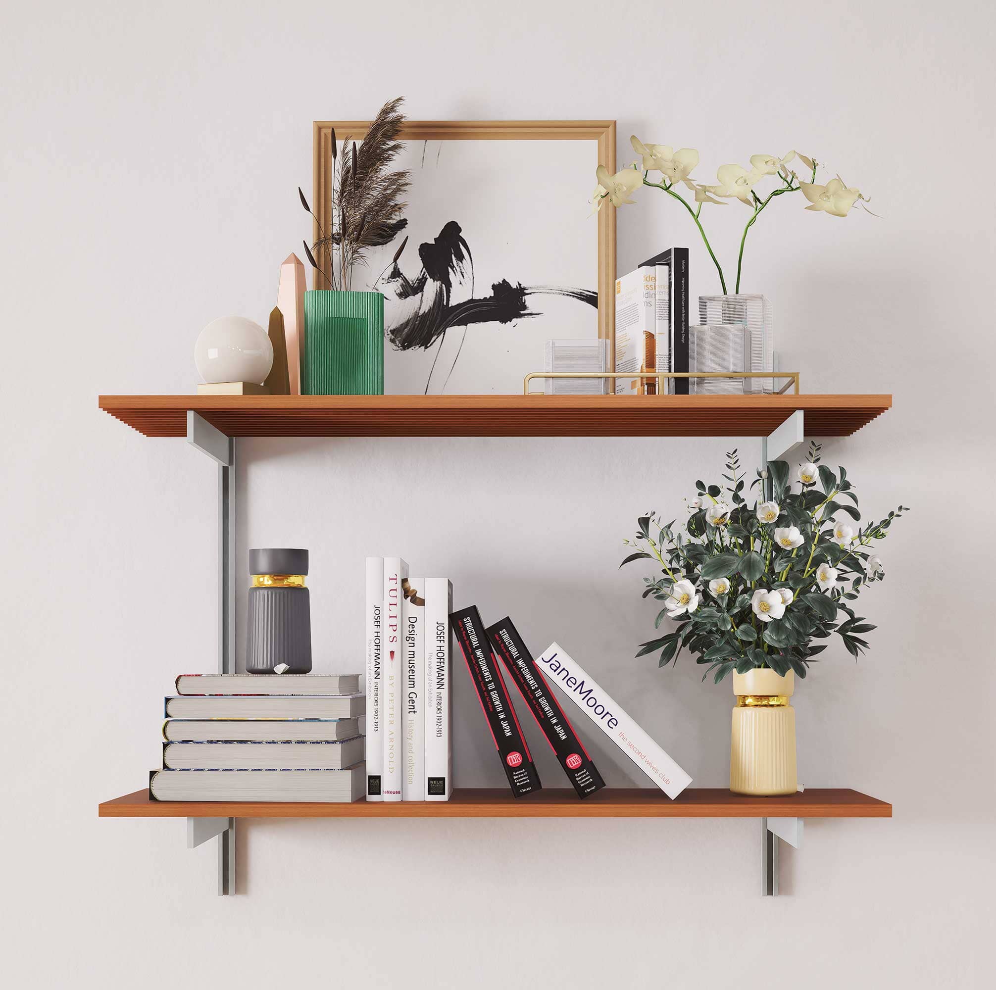 Wall Mounted Shelving Units - 2 Shelf AlumiWood Classic Shelf