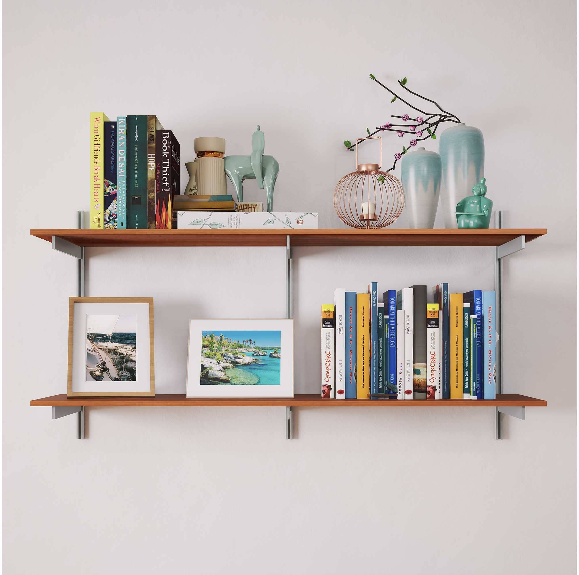 Wall Mounted Shelving Units - 2 Shelf AlumiWood Classic Shelf