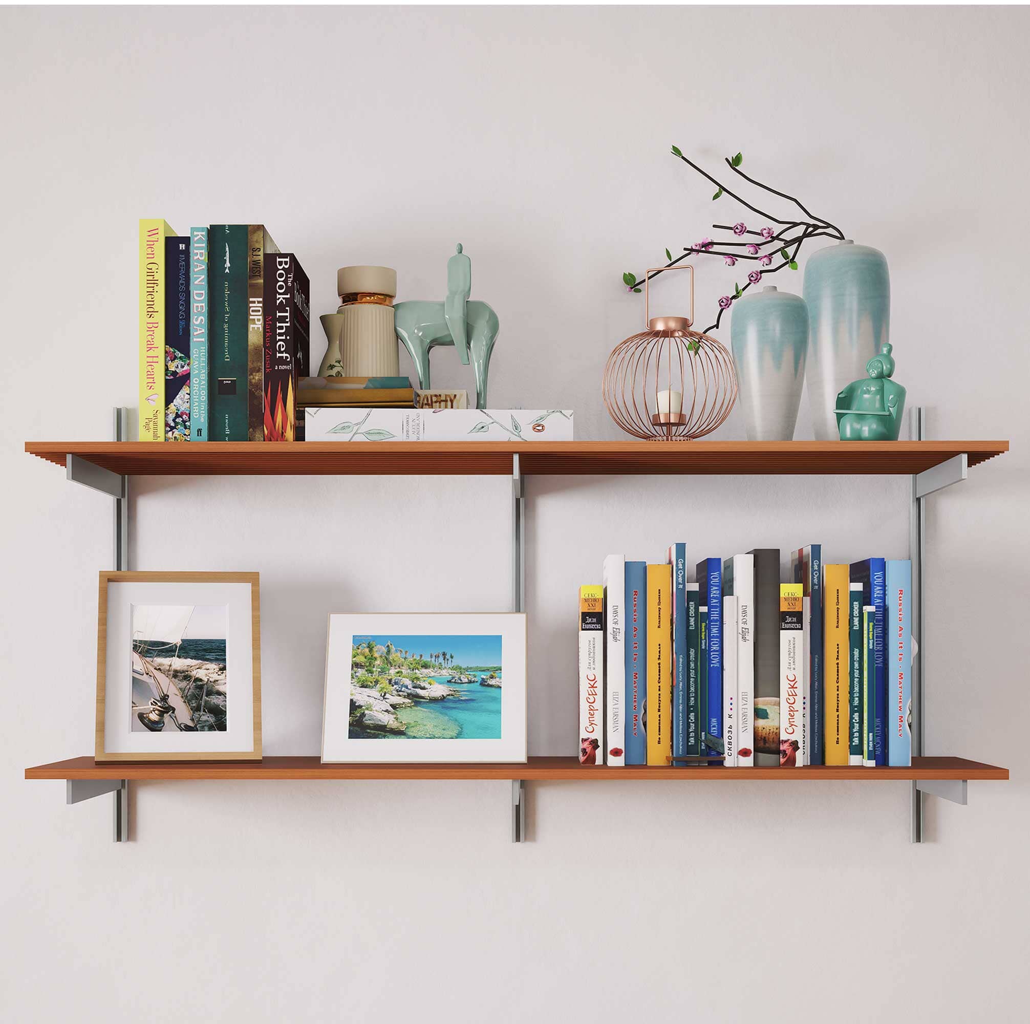 Wall Mounted Shelving Units - 2 Shelf AlumiWood Classic Shelf